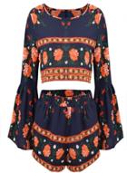 Oasap Women's Chic Floral Print Crop Top Matching Sets
