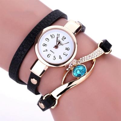 Oasap Diamond Wrap Around Leatheroid Analog Quartz Bracelet Wrist Watch