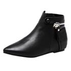 Oasap Pointed Toe Flat Heels Height Increasing Side Zipper Ankle Boots