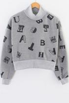 Oasap Letters Cropped Fleece Sweatshirt