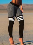 Oasap Women's Skinny Color Block Striped Ankle Sports Leggings
