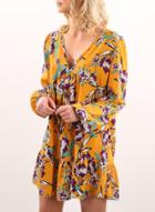 Oasap V Neck Long Sleeve Floral Printed Dresses