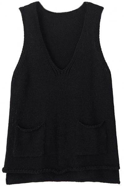 Oasap Solid V Neck Pullover Knit Vest