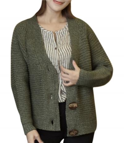 Oasap Women's V Neck Long Sleeve Button Down Loose Cardigan