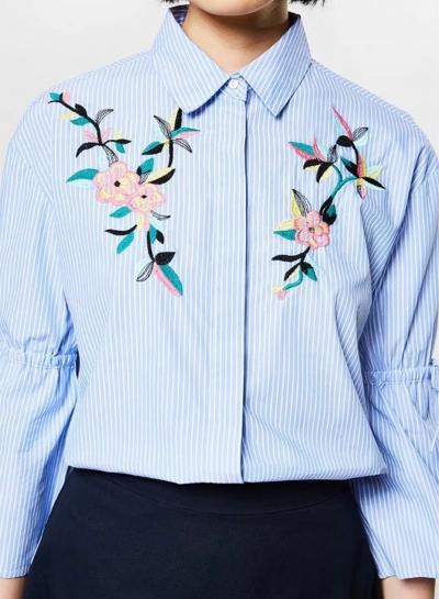 Oasap Floral Print Loose Stripped Shirt