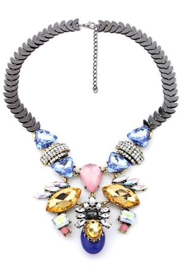 Oasap Floral Faux Stone Necklace