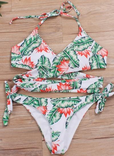 Oasap Digital Printed Bandage 2 Piece Bikini Set