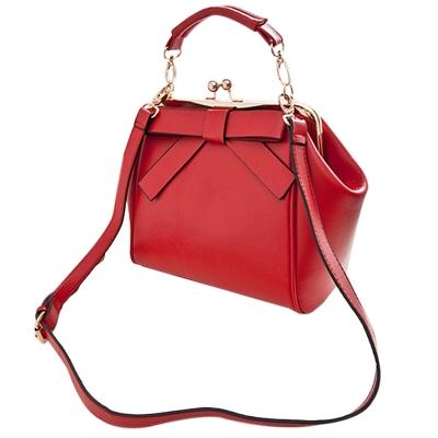 Oasap Cross Body Pu Leather Tote Bow Handbag