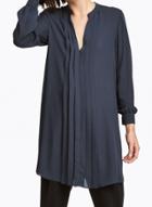 Oasap Casual V Neck Long Sleeve Pleated Blouse