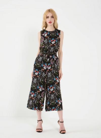 Oasap Vintage Floral Print Wide Leg Jumpsuit