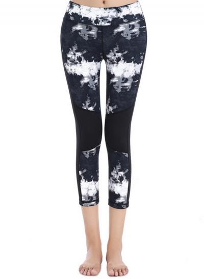 Oasap Women's Sretchy Printed Cropped Leggings With Covert Pocket