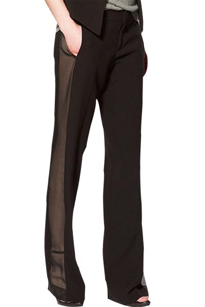 Oasap Women's Fashion Mesh Panel Loose Fit Straight Pants