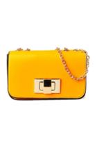 Oasap Candy Colored Zipped Cross Lock Chain Shoulder Bag