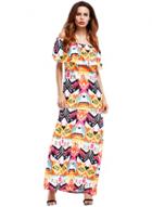 Oasap Boho Off Shoulder Short Sleeve Printed Dress