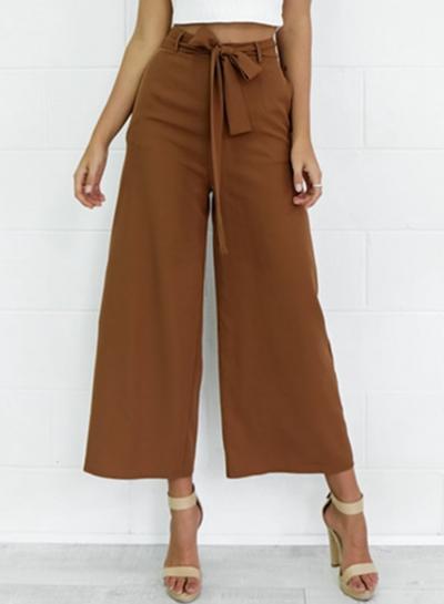 Oasap Belt Decoration Wide Leg Pants