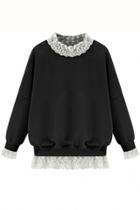 Oasap Mock 2pcs Lace High Neck Sweatshirt