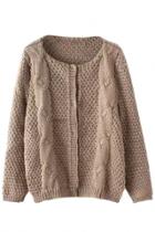 Oasap Sweet Solid Knitting Ribbed Cardigan