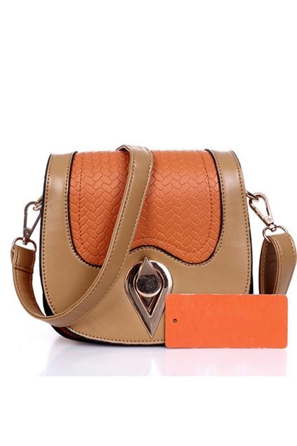 Oasap Snake Skin Pattern Flap Drop-shape Lock Shoulder Bag