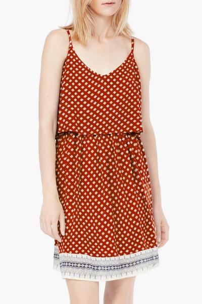 Oasap Sweet Floral Print Layered Spaghetti Strap Mini Dress