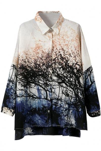 Oasap Stylish Graphic High-low Tunic Top