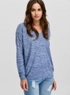 Oasap V Neck Long Sleeve Loose Fit Tee