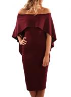 Oasap Luxurious Off Shoulder Batwing Cape Midi Dress