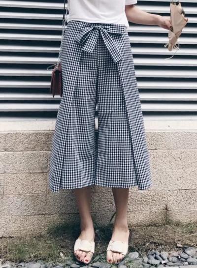 Oasap Plaid High Waist Casual Loose Pants