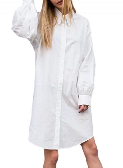 Oasap Women's Casual Boyfriend Long Sleeve Button Down Shirt Dress