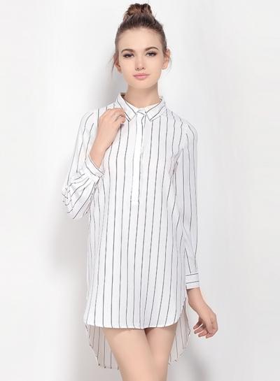 Oasap Women's Stripe High Low Hem Oversize Dress