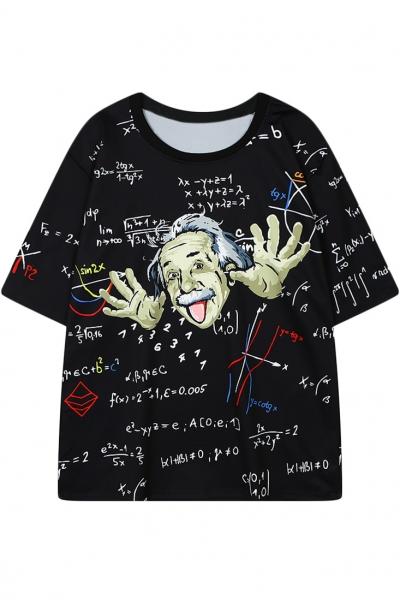 Oasap Cute Einstein Figure Printed Tee
