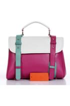 Oasap Double Strap Embellished Flap Contrast Colored Shoulder Bag