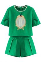 Oasap Essential Green Textured Skirt Set