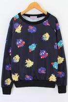 Oasap Cartoon Dinosaur Fleece Sweatshirt