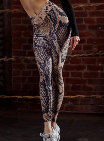 Oasap Fashion Sexy Slim Snake Pattern Printed High Waist Sports Leggings