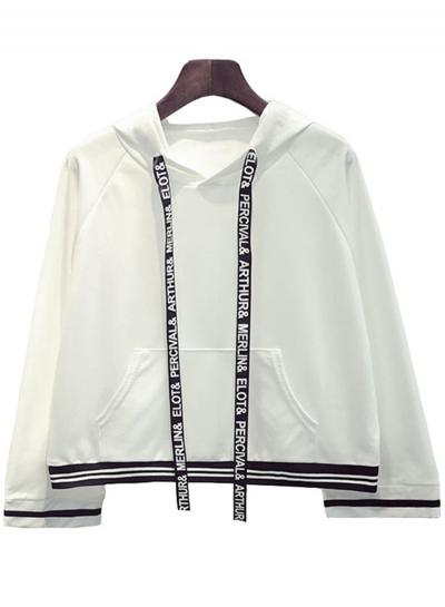 Oasap Letter Drawstring Loose Fit Pullover Hoodie