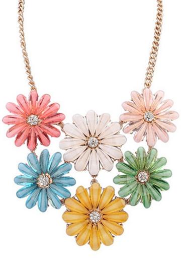 Oasap Candy Color Floral Faux Stone Necklace