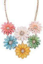 Oasap Candy Color Floral Faux Stone Necklace