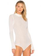 Oasap Mock Neck Long Sleeve Stripe Slim Fit Bodysuit