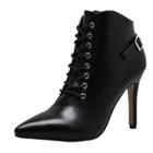 Oasap Pointed Toe High Heels Back Buckle Lace Up Ankle Boots