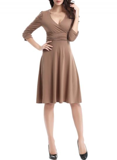 Oasap Classic Faux Wrap V Neck Slim Fit Dress