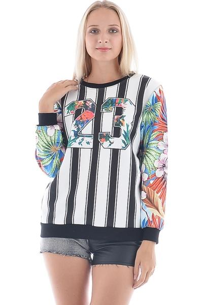 Oasap Varsity-stripe 23 Sweatshirt