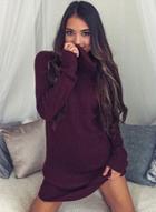 Oasap Fashion High Neck Solid Loose Pullover Sweater