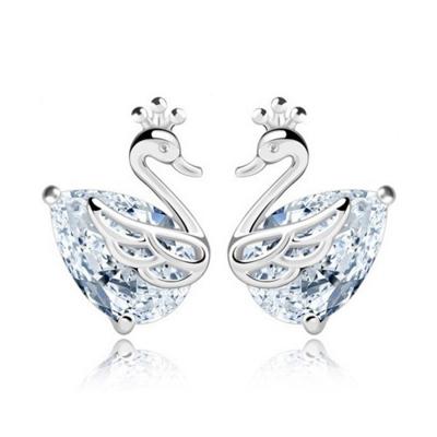 Oasap 925 Sterling Silver Swan Stud Earrings
