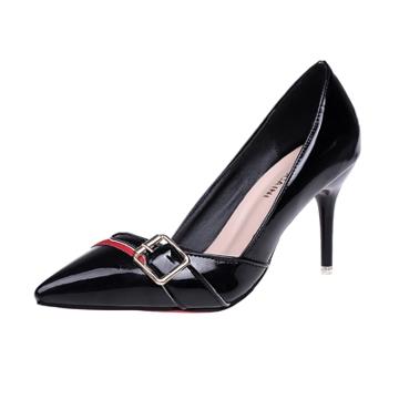 Oasap Buckle Stiletto Heels Color Block Pointed Toe Pumps