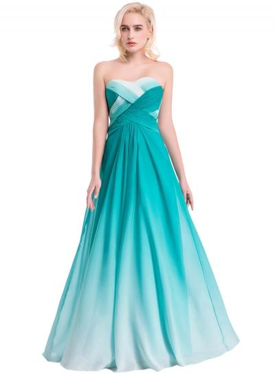 Oasap Women's Fancy Color Block Strapless Prom Dress