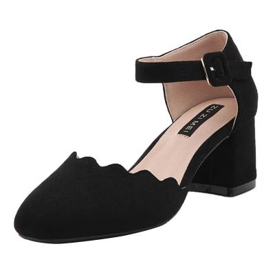 Oasap Solid Color Ankle Strap Square Toe Shoes