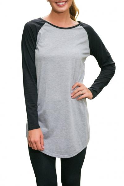 Oasap Fashion Color Block Casual Tee