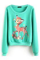 Oasap Sweet Deer Print Sweatshirt