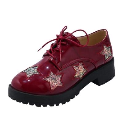 Oasap Star Appliques Round Toe Block Heels Shoes