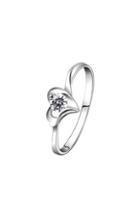 Oasap Heart Shaped Set Ring With Faceted Stone